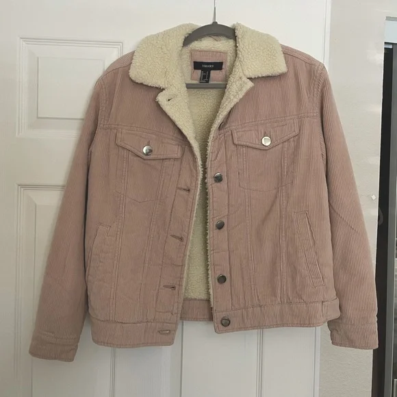 Forever 21 Jackets Coats Light Nudeish Pink Corduroy Jacket